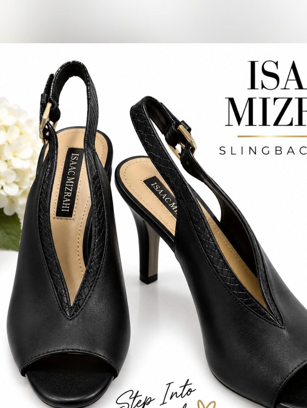 Isaac Mizrahi Black Peep-Toe Slingback Heels Sandals